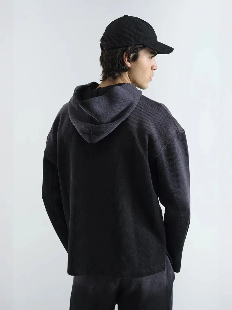 Giesto Black GIESTO Hooded Knitted Sweatshirt for Men | Best Price UAE